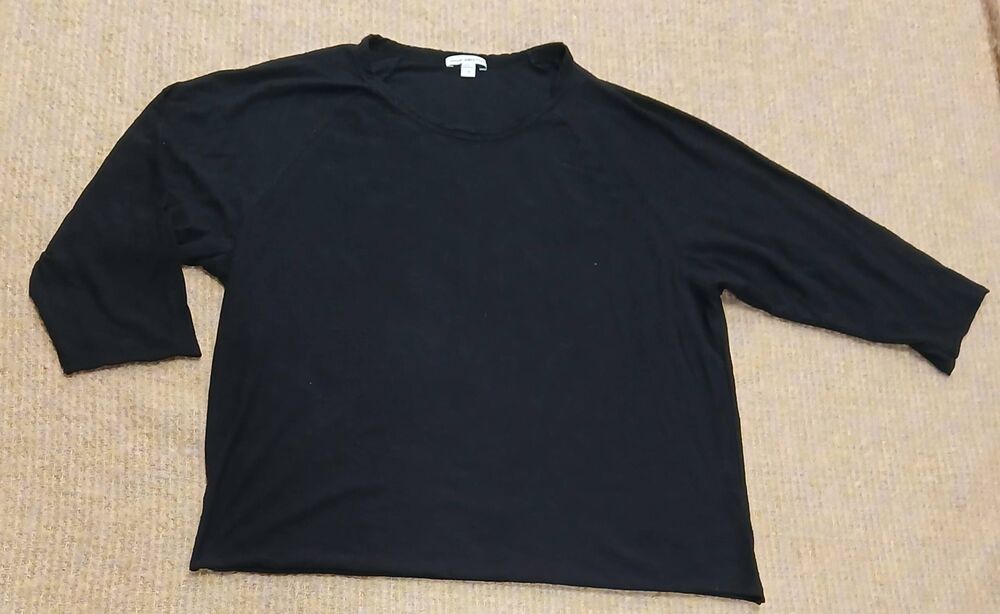 James perse womens large dolman sleeve tshirt black 3/4 sleeve